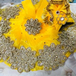 Laddu Gopal Fancy Dress Fabric Net Colour Yellow