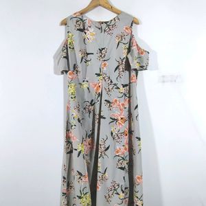 Grey Floral Printed Dress (Women's)