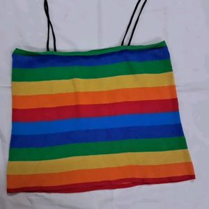 Women rainbow stripe cami top