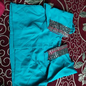 sicvens 🥻 saree with blouse light blue 💙 cl