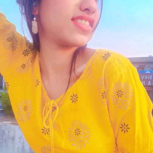 Yellow Mustard Kurta Blue Kurt And Hair clip