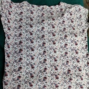 Women Casual White Top With Flower Print