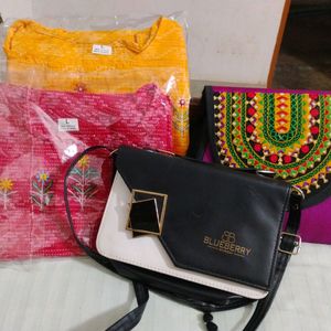 Lehga+2free Kurtis +2free Sling Bag