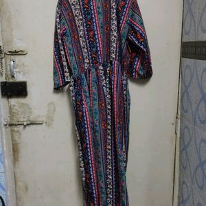 Multicolour Dailywear Gown With Belt