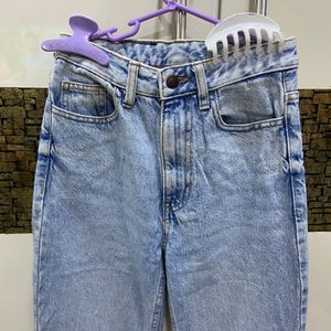 straight fit high waist denim jeans