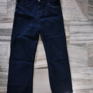 Dark Blue Straight Jeans For Women Girls