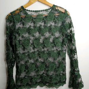 Green Printed Long Top (Girl' s)I