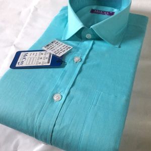 Men Formal Shirt Sky Blue Solid Color Offices Wear