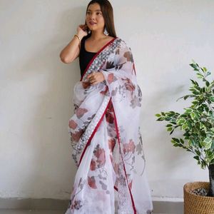 Pure Organza Saree With Floral Print