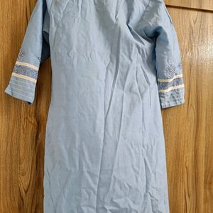 Elegant Blue Painted Collar Kurta