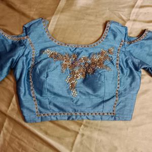 Blue  Zari Work  Blouse