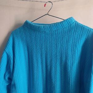 Blue Turtle Neck Stretchable Full Sleeve Sweater