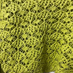 Neon Green Crochet Flared Sleeve Top