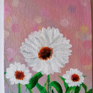 DAISY FLOWER Painting Canvas board (HANDMADE)