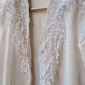 White Lace Detail Jacket/ Top