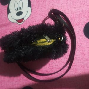 Women Black Fur Slingbag