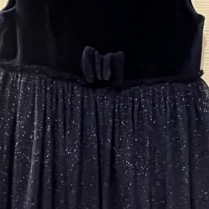 Part Wear Velvet And Shimmer Dress In Navy