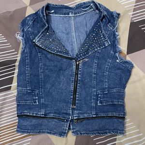 Denim Jacket With Beautiful Neck Design