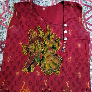 Beautiful Red Radha Krishna Kurta