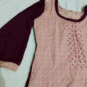 Wine Cotton Kurta