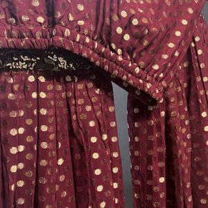 Beautiful Designer Heavy Work Polka Dotted Sharara