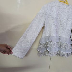 White Embroidery and Lace Jacket