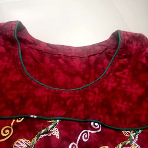 Maroon Colour Short Kurti For Girls