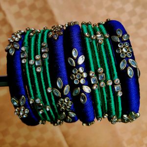 Violet & Green Combo Silk Thread Bangles
