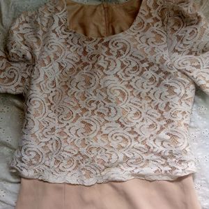 Peach Pink lace Detailed Skirt