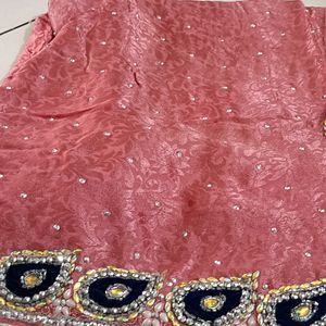 Embroidery Pink Saree