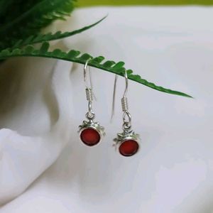 Pure Silver With Carnelian Earing