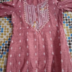 Beautiful Pink Kurta In Khadi Cotton