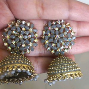 Grey Jhumk Earring