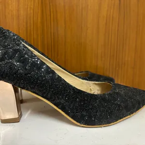 Sherrif Black Sparkle Pump Block Heels