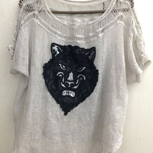 Gray Fishnet Knitted Mesh Crop Top