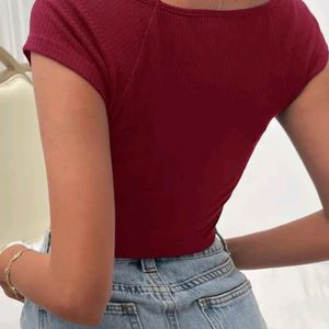 A Casual Maroon Crop Top