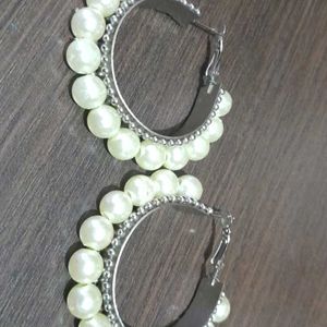 White Pearl Hoop Earring