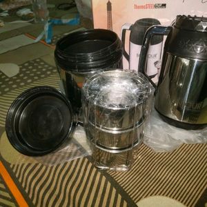 Combo Of Tiffin And Kettle New Set