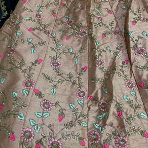 peach colour beautiful lehenga with embroidery work and hand work with heavy can can