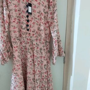 Floral Long Kurthi With Flares