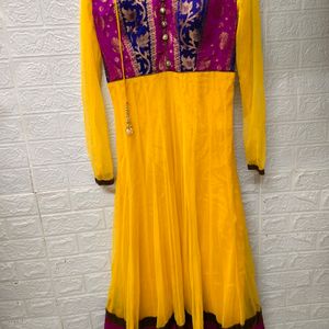 "Radiant Yellow & Purple Anarkali