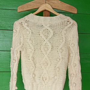 Cream Colour Design Sweater