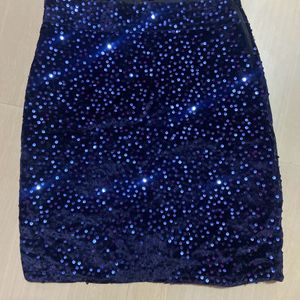 Blue Sequin Velvet Skirt