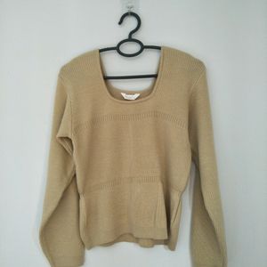 Berrylush Beige Scooped Neck Sweater