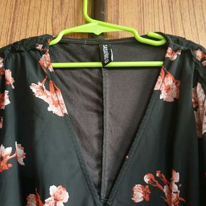 Women Floral Top Black