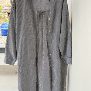 Korean Black White Checkered Long Shirt