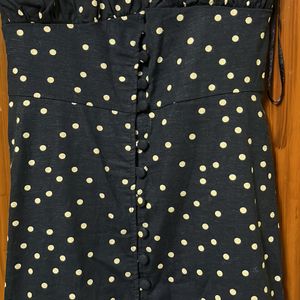 Zara Linen Blend Polkadot Camisole Dress