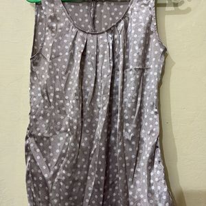 Silver Polka Dot Satin Tank Top