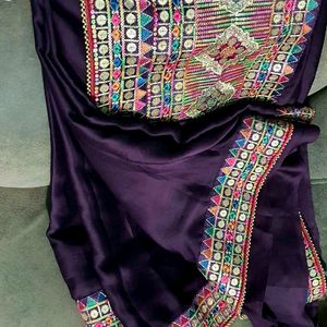 Beautiful burgundy embroidered saree