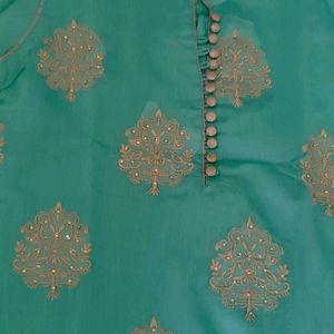 Beautiful Sea Green Kurta W/ Golden Hand Embroider